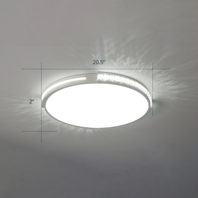 Simplicity Ultrathin LED Ceiling Fixture Beveled Crystal Bedroom LED Flush Mount Lighting in White