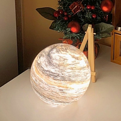 Sphere Shade Bedroom LED Table Light Planet Glass Modern Style Nightstand Lighting