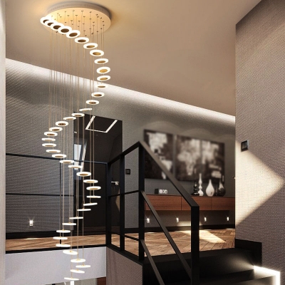 Spiraling Acrylic Multi Pendant Ceiling Light Minimalist White LED Suspension Light