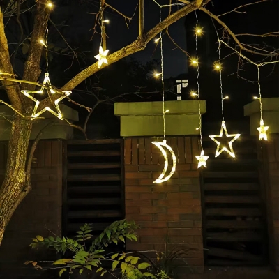 11.4ft White Star LED Fairy Light Modern Plastic Solar String Lighting for Backyard