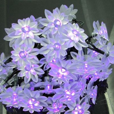 16.4ft Lotus Plastic LED Fairy Lamp Artistic 20 Heads White Solar String Light for Garden