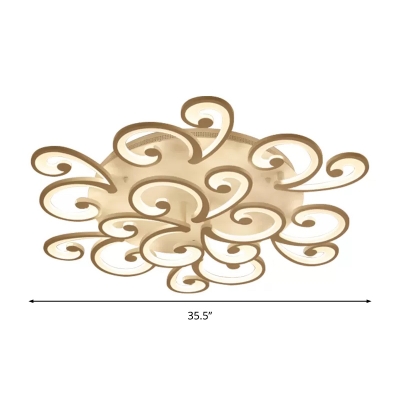 2/3/4 Lights Swirl Ceiling Light with Acrylic Shade Modern Fashion LED Semi Flush Mount in Matte White