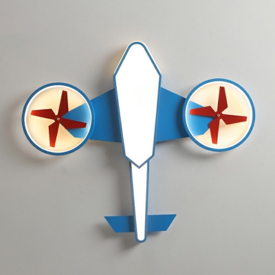 Aircraft LED Flush Mount Childrens Acrylic Bedroom Flushmount Ceiling Light in Blue