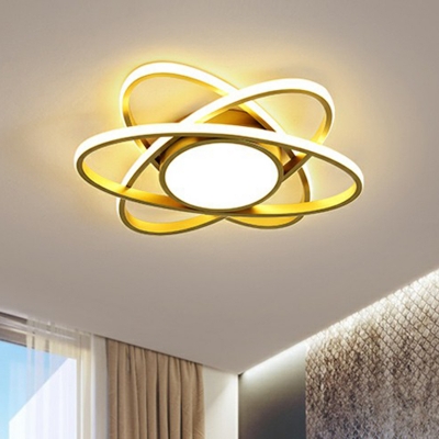 Black Flower LED Flush Light Fixture Minimalism Acrylic Ceiling Mount Lamp for Bedroom