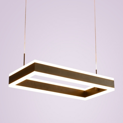Black Rectangular Layered LED Ceiling Lighting Modern Acrylic Chandelier Light Fixture
