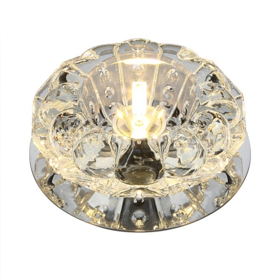 Bloom Clear Crystal Flush Light Fixture Modern Stainless Steel Led Surface Mount Ceiling Light