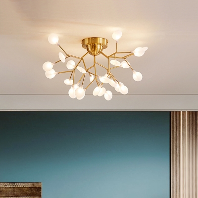 Branched Firefly LED Ceiling Lighting Postmodern Acrylic Living Room Chandelier Light in Gold