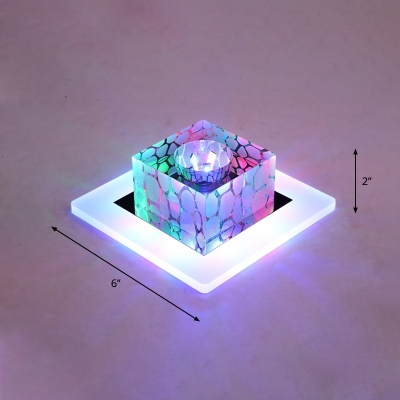 Clear Cube Recessed Ceiling Light Simplicity Crystal LED Flush Mount Light for Corridor