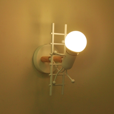 Climbing Stair Man Wall Lamp Contemporary Iron Single-Bulb Child Room Wall Mount Lighting