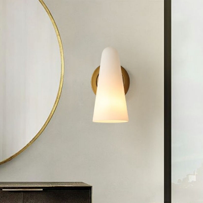 Conical Opal Frosted Glass Sconce Lamp Simplicity 1-Light Gold Wall Mount Light Fixture