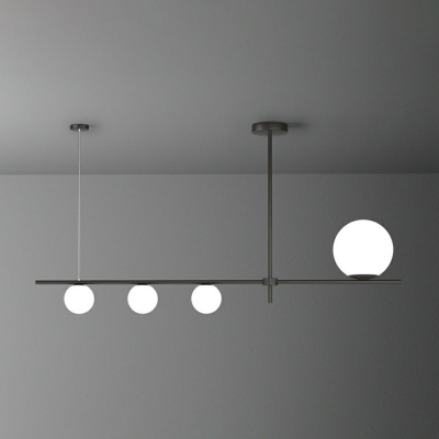 Contemporary Globe Shade LED Hanging Light Cream Glass Restaurant Island Ceiling Light