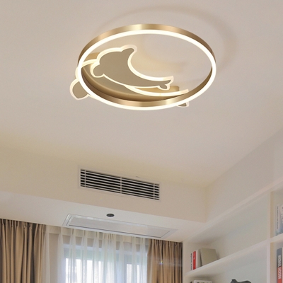 Dolphin Acrylic Flush Light Modern Style Gold LED Flush Ceiling Lighting Fixture