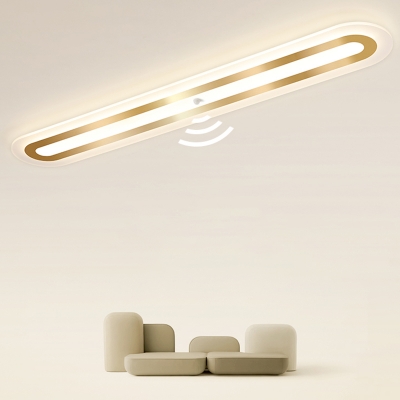 Elongated Oval Corridor Flush Light Acrylic Modern Style LED Flush Ceiling Light in Gold