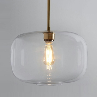 Gold Finish Jar Shaped Ceiling Pendant Light Minimalism 1 Bulb Clear Glass Drop Lamp