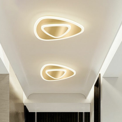 Golden Geometric Flush Light Fixture Simplicity LED Metal Ceiling Mount Lamp for Corridor