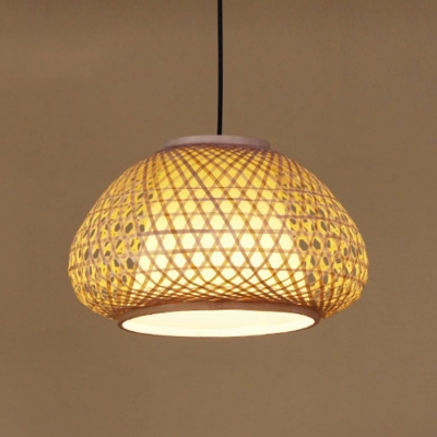 Modern Hand-Twisted Hanging Light Bamboo 1 Bulb Restaurant Ceiling Suspension Lamp