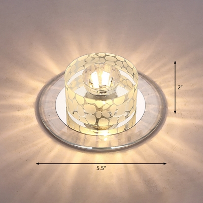 Round Crystal Led Flush Mount Ceiling Light Fixture Minimalist Flushmount Lighting for Corridor