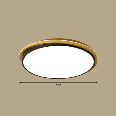 Round LED Ceiling Mounted Fixture Simple Acrylic Black and Gold Flush Mount Light for Bedroom
