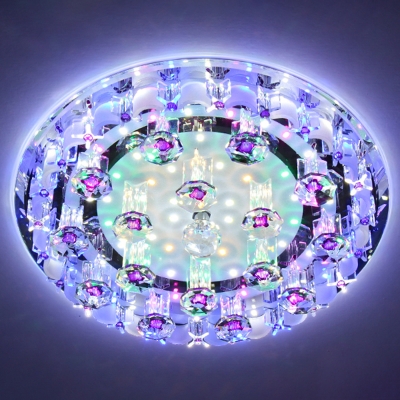 Round LED Flush Mount Spotlight Modern Crystal Clear Ceiling Lighting for Corrido