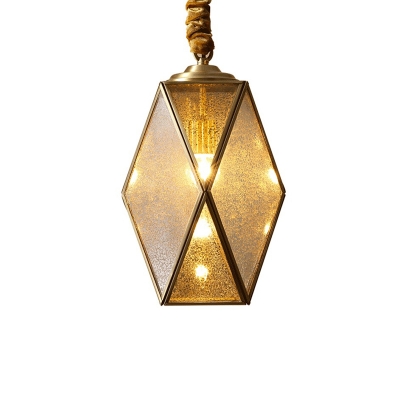 Single Suspension Light Traditional Faceted Glass Panes Pendant Light Fixture in Gold