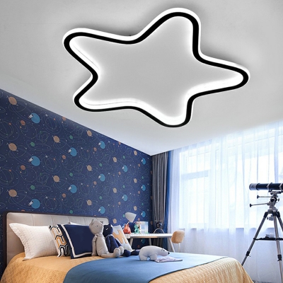 Star Shaped LED Ceiling Mount Lamp Cartoon Acrylic Black Flush Light Fixture for Kids Bedroom