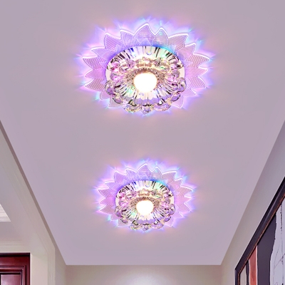 Sunflower LED Spotlight Ceiling Fixture Modern Crystal Clear Flush Mount Light for Hallway