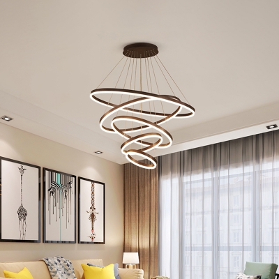 Tiered Hoop Living Room LED Ceiling Lighting Acrylic Modern Chandelier Light Fixture