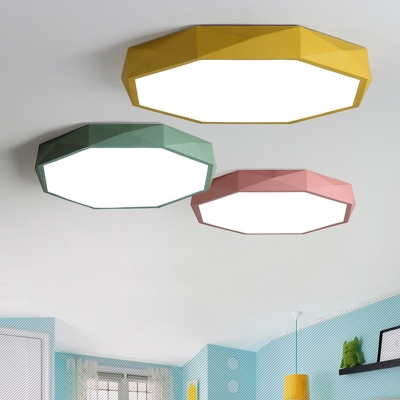 Ultra-Thin Geometric Ceiling Lighting Macaron Acrylic Bedroom LED Flush Mount Lamp