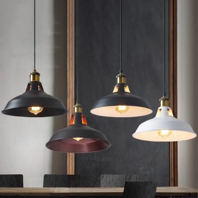 1-Light Barn Pendant Ceiling Light Industrial Iron Suspension Lamp with Vent for Restaurant