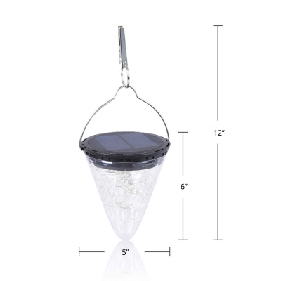 1 Pc Decorative Cone LED Suspension Light Plastic Outdoor Solar Landscape Light with Handle in Clear