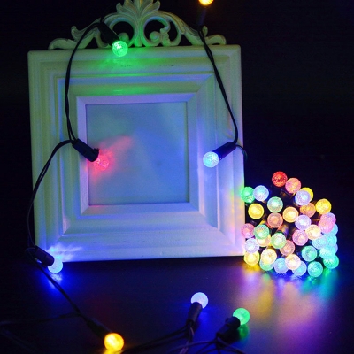 23ft Orb Outdoor LED Fairy Lighting Plastic 50 Heads Decorative Solar String Light in Black