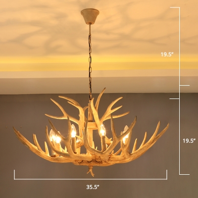 8 Lights Antler Chandelier Lamp Rustic Resin Suspension Lighting for Living Room