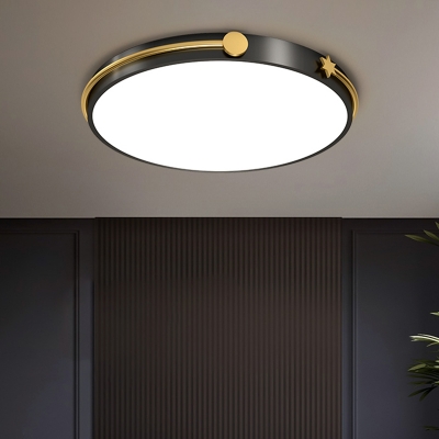 Acrylic Circular LED Flush Mount Modern Gold-Black Flushmount Ceiling Light for Bedroom