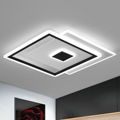Acrylic Square LED Flush Mount Light Fixture Minimalistic Black Ceiling Light for Bedroom