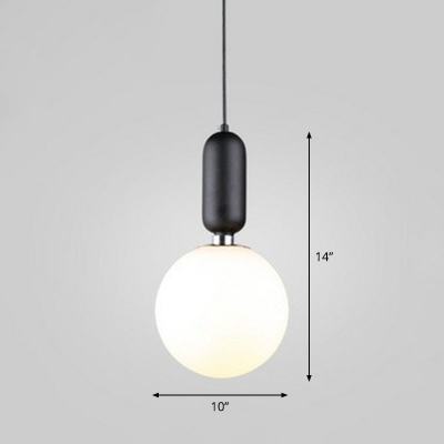 Ball Down Lighting Pendant Minimalist Opal Glass 1-Head Dining Room Ceiling Suspension Lamp