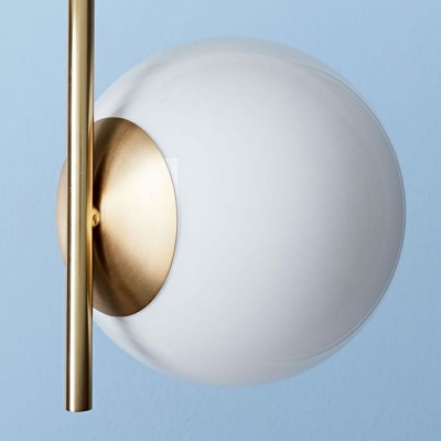 Ball Shade Opal Glass Chandelier Lighting Minimalist 2 Heads Gold LED Pendant Light