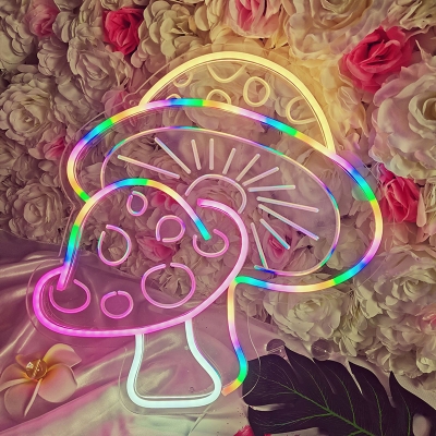 Cartoon Neon Shaped Night Light Plastic Girls Bedroom LED Wall Lamp in White for Decoration
