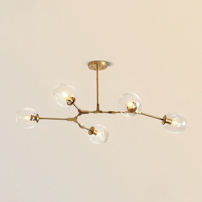 Clear Glass Molecular Bubble Chandelier Pendant Light Contemporary Hanging Light in Gold