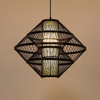 Contemporary Hand-Weaving Ceiling Light Bamboo Single Dining Room Pendant Light Fixture