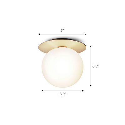 Contemporary Sphere Shade Ceiling Light Glass Corridor LED Semi Flush Light Fixture