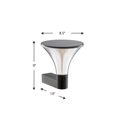 Double Flared Shade Solar Wall Light Simplicity Plastic Black LED Sconce Fixture for Outdoor