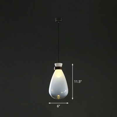 Droplet Pendant Lighting Fixture Simplicity Glass Single Bedside Pendulum Light with Leather Band