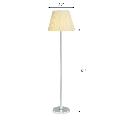 Empire Shade Floor Lamp Simple Pleated Fabric 1 Bulb Living Room Standing Floor Light