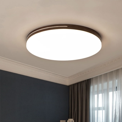 Geometry Foyer Led Flush Mount Fixture Wood Simplicity Ceiling Light in White and Coffee