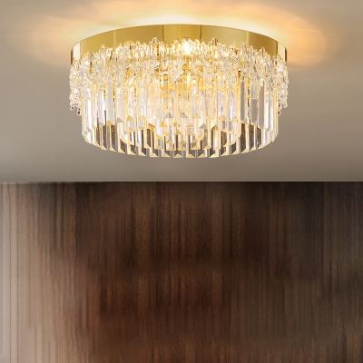 Gold Round Ceiling Light Fixture Simplicity Crystal Flushmount Lighting for Bedroom