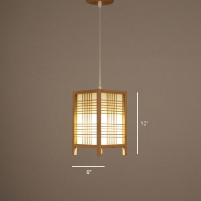 Handwoven Bamboo Pendant Light Contemporary Single-Bulb Wood Suspension Light Fixture