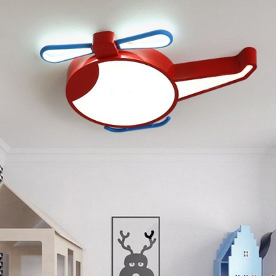 Helicopter LED Ceiling Flush Mount Light Cartoon Acrylic Childrens Bedroom Flush Mount Fixture