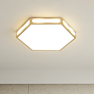 Hexagonal Acrylic Flush Ceiling Light Simplicity Gold Finish LED Flush Mount Lamp for Foyer