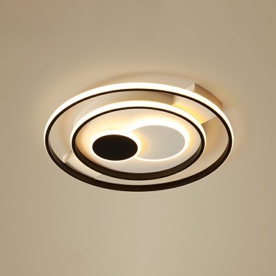 Minimalist LED Ceiling Flush Black and White Circular Flush Mount Light Fixture with Acrylic Shade
