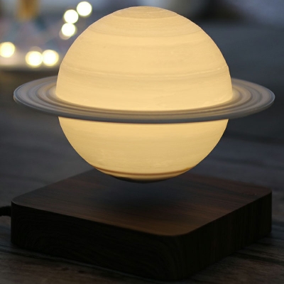 Planet Shape LED Table Light Modern 3D Print Bedroom Nightstand Lighting in White